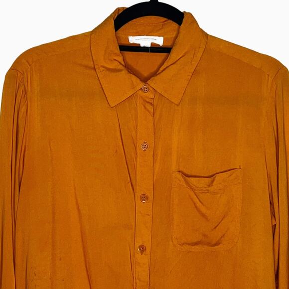 beachLunchLounge Button Up Collared Long Sleeve Semi-Sheer Top M - Picture 3 of 9